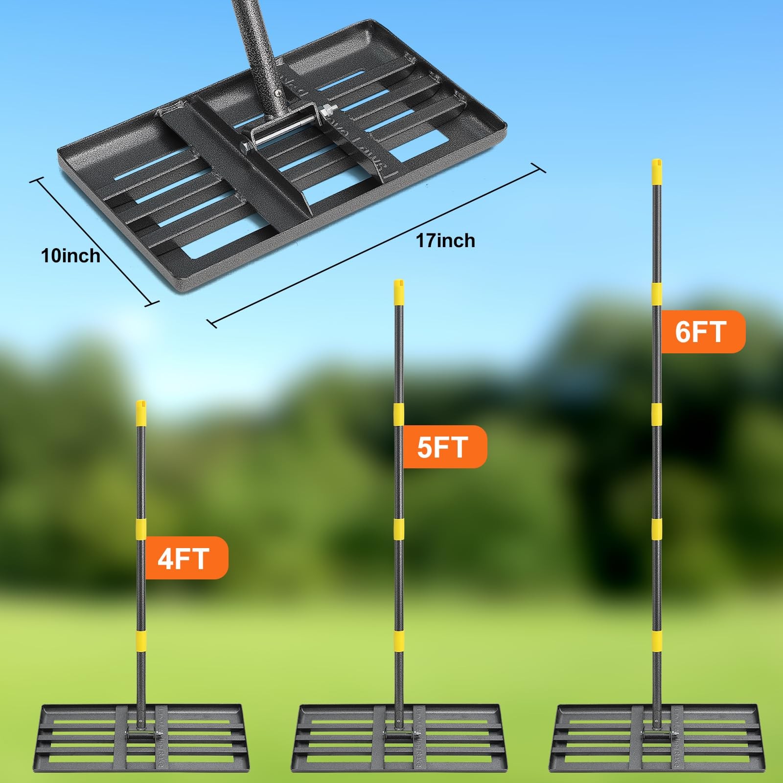 Lawn Leveling Rake Heavy Duty Adjustable Handle Soil Grass Yard Tool