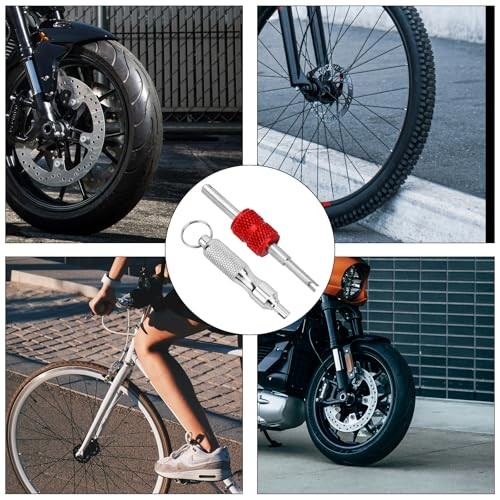 2pcs Valve Core Removal Tool Keychains, Dual & Single Head Tire Stem Core