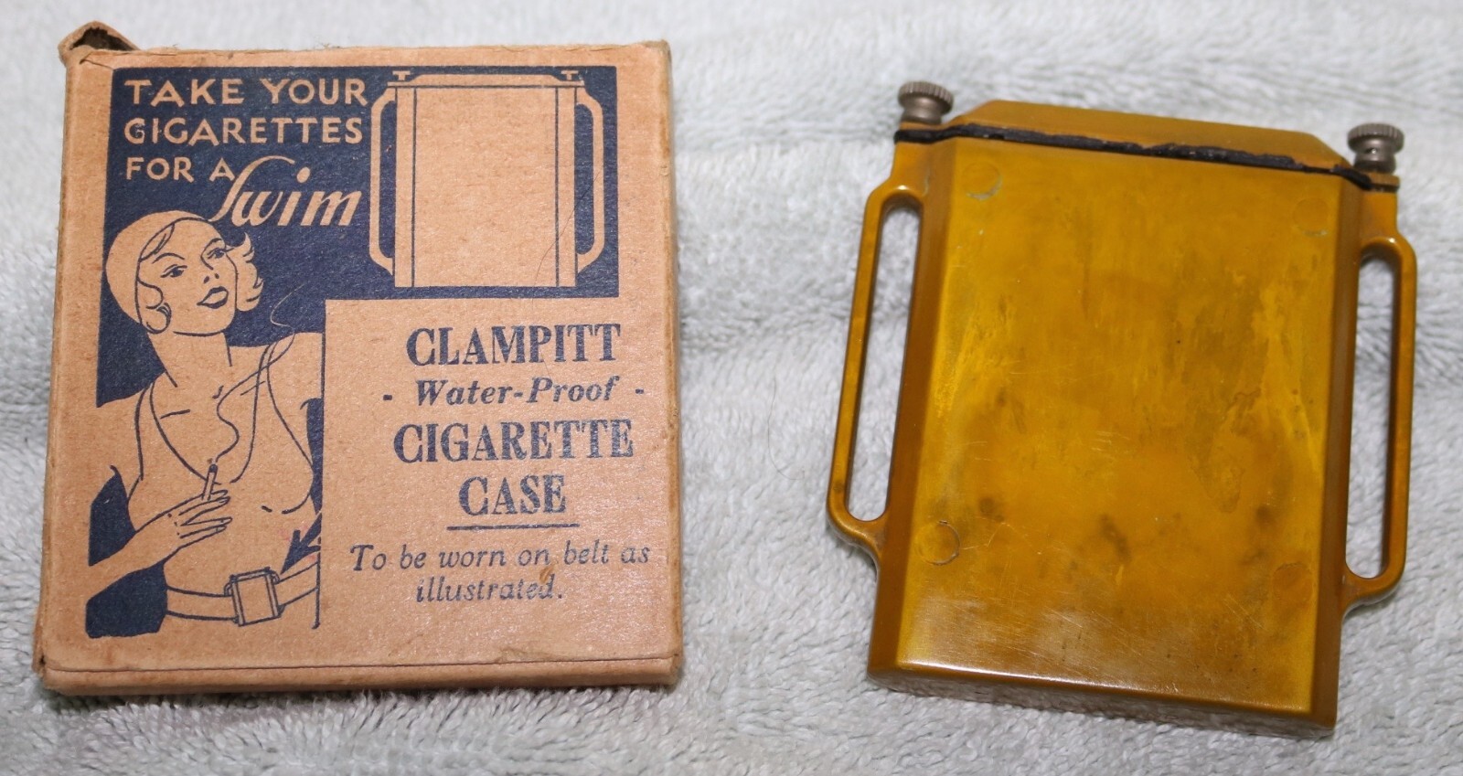 VTGE RARE 1930'S ART DECO CLAMPITT WATER PROOF CIGARETTE W/ORIGINAL BOX