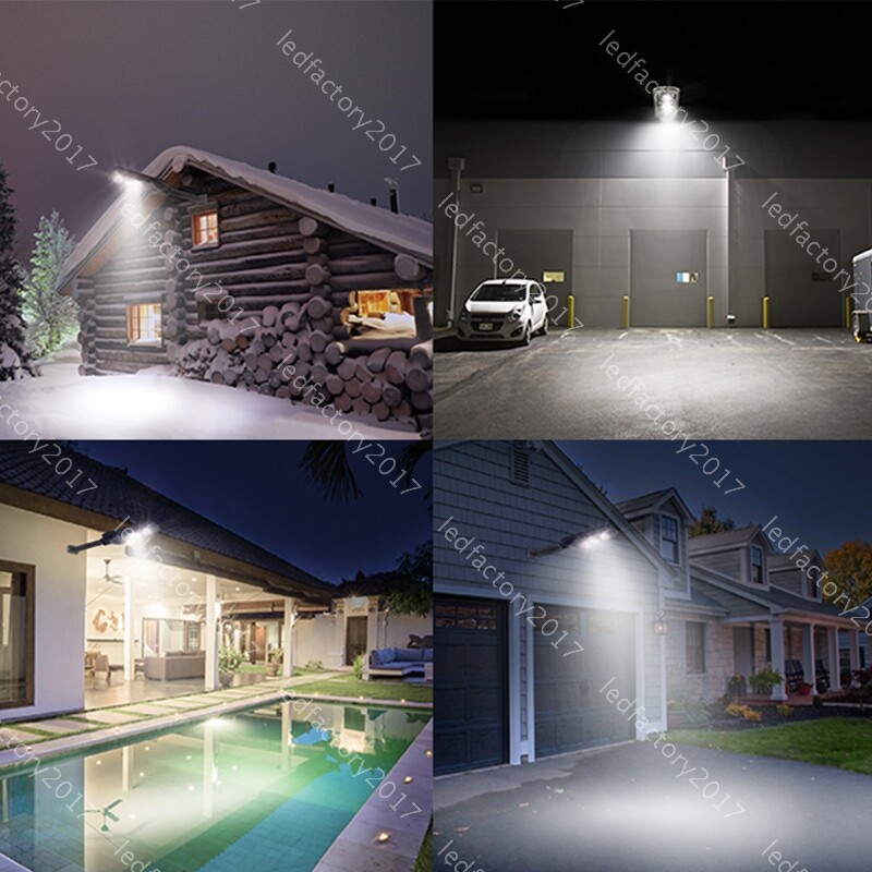 DIM Solar LED Street Light Sensor Dusk Timer Remote Control Cool White Yard 150W