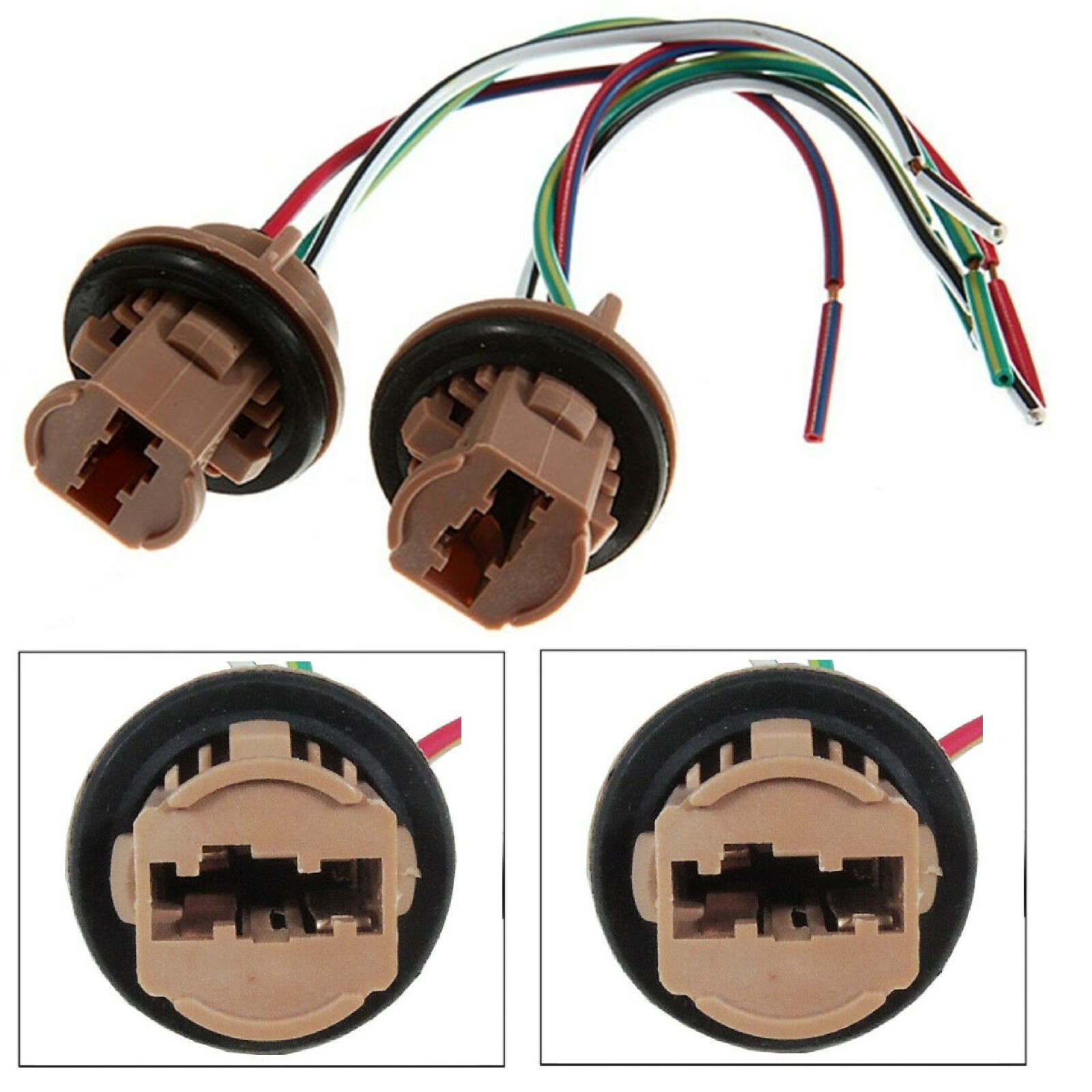 Universal Pigtail Wire Female Socket 7443 Two Harness Brake Stop Tail Lamp OE