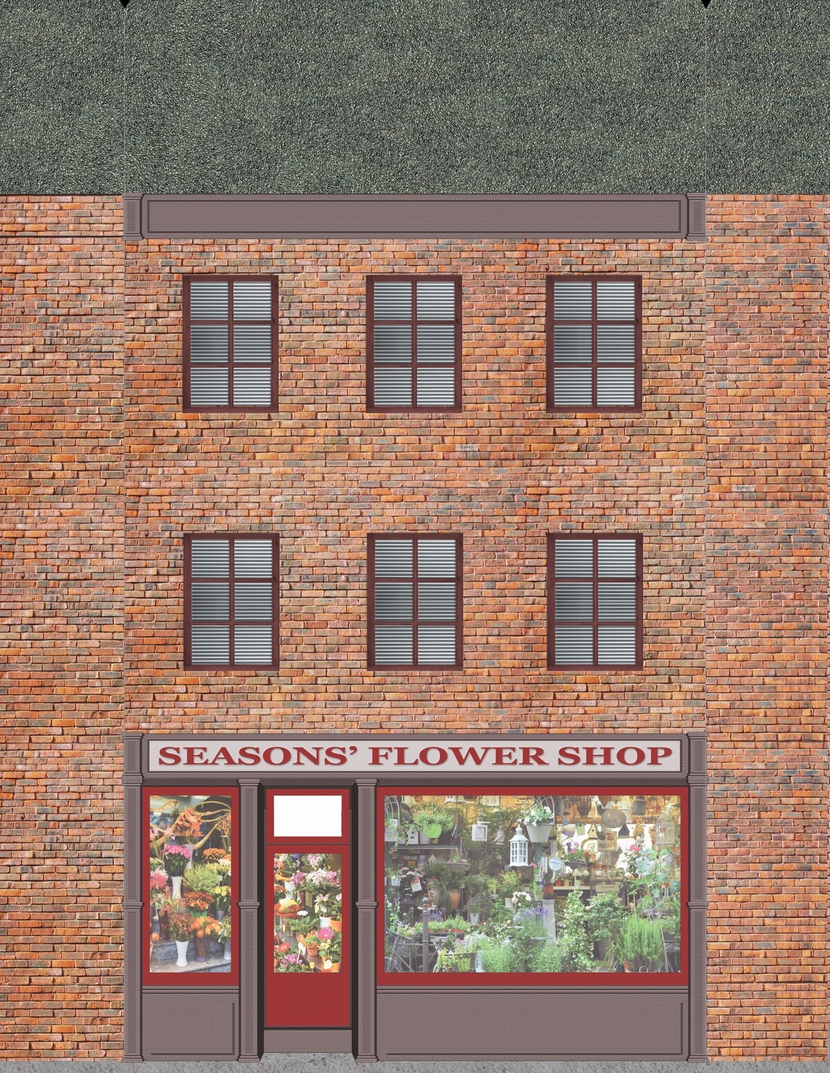10 Strorefront Flat Buildings for Backgrounds for O Scale Train Layouts