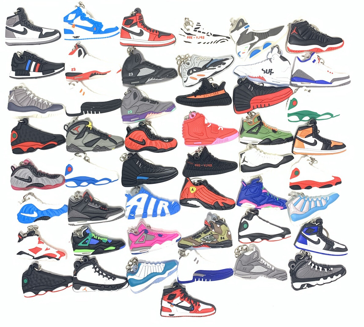 LOT of 10 Pcs 2D Sneakers Keychains Hype Beast Sneaker 2D Variety Of Keychains.