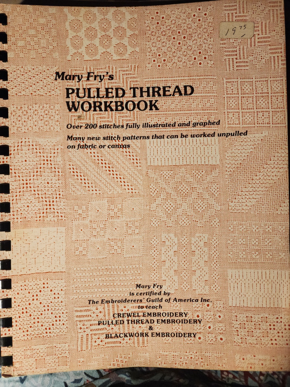 VINTAGE Mary Fry Pulled Thread WORKBOOK 1975 EGA Crewel Blackwork Embroidery