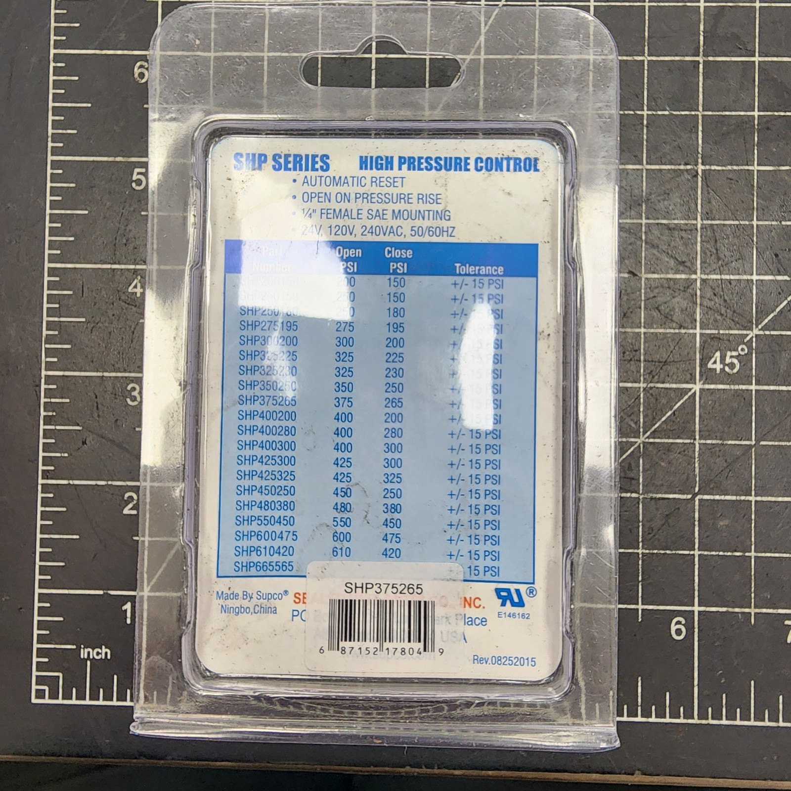 Supco SHP375265 Pressure Switch Range 375-265 Psig [B5S2]