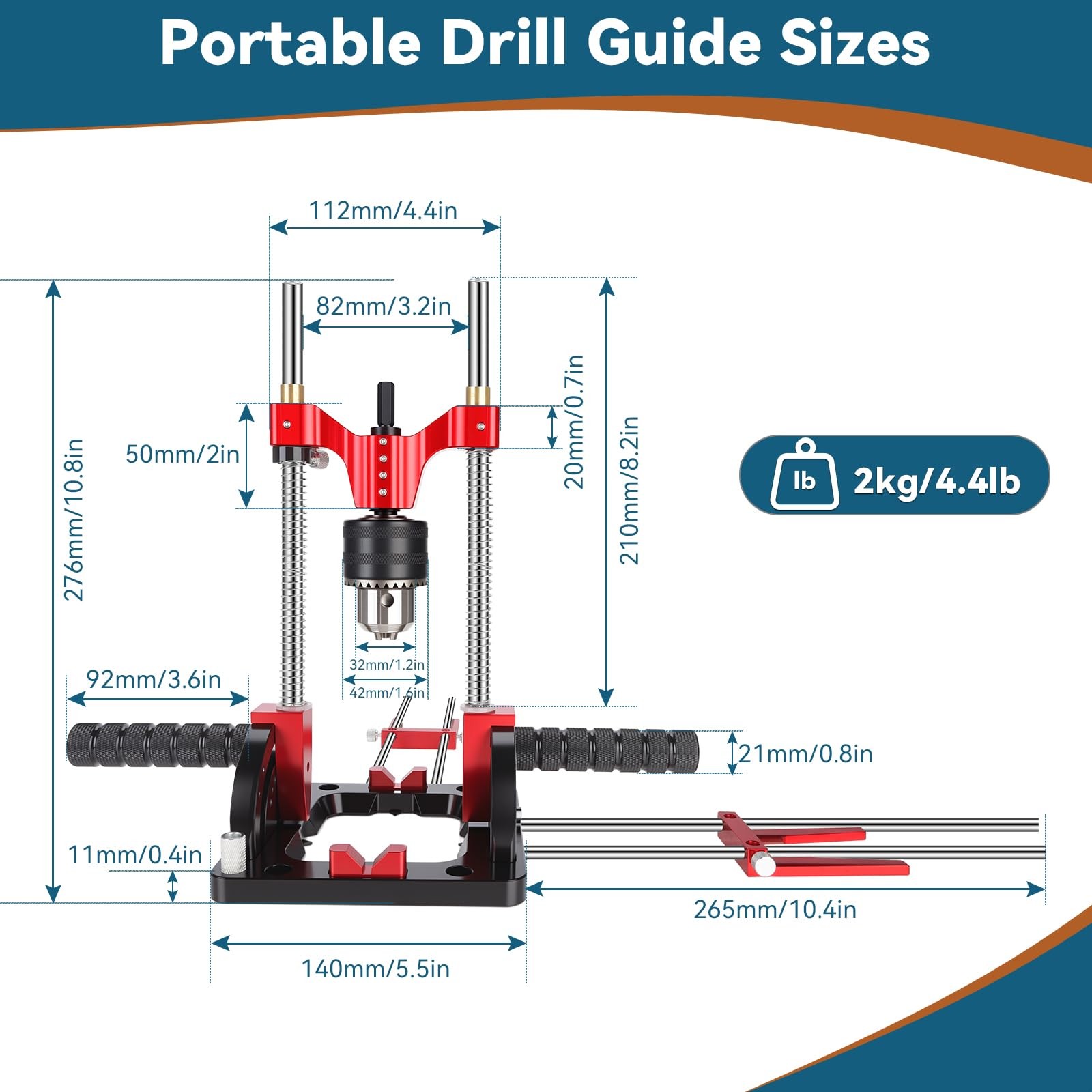 Portable Drill Guide, Multi Angle Drill Guide for Straight Holes, Precision D