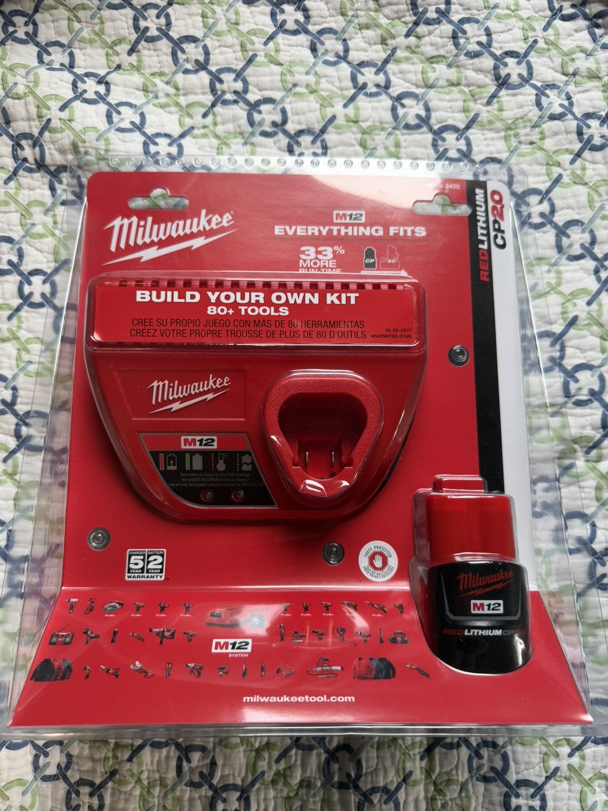 Milwaukee 48-59-2420 M12 Li-Ion 2.0AH Battery and Charger Starter Kit New Sealed