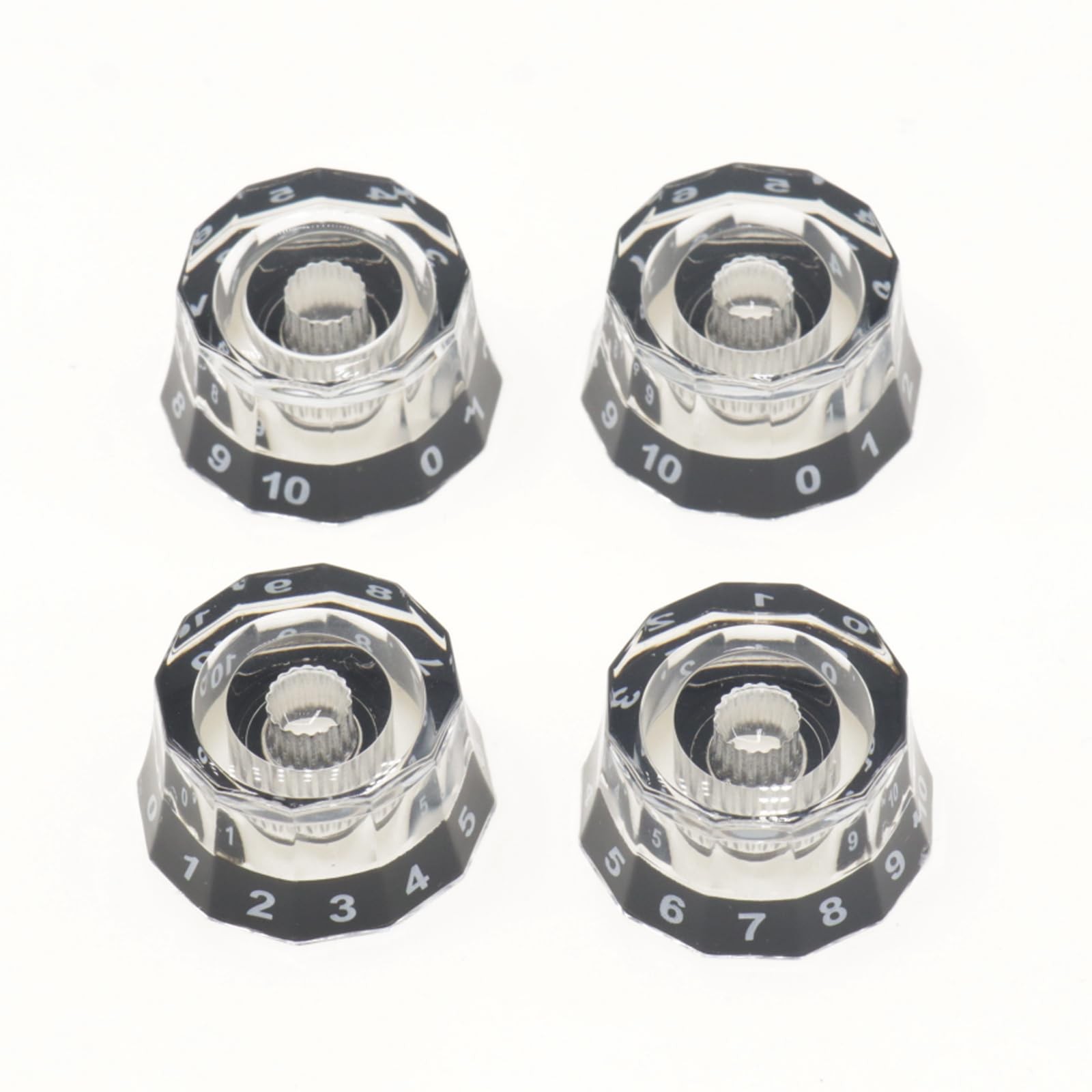 4 Pack Lampshade Guitar Speed Knobs, Clear Black 18 Spline LP SG