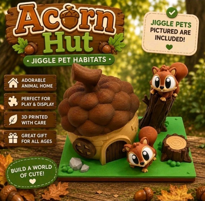Jiggle Pet  Playset - Squirrel Acorn Hut