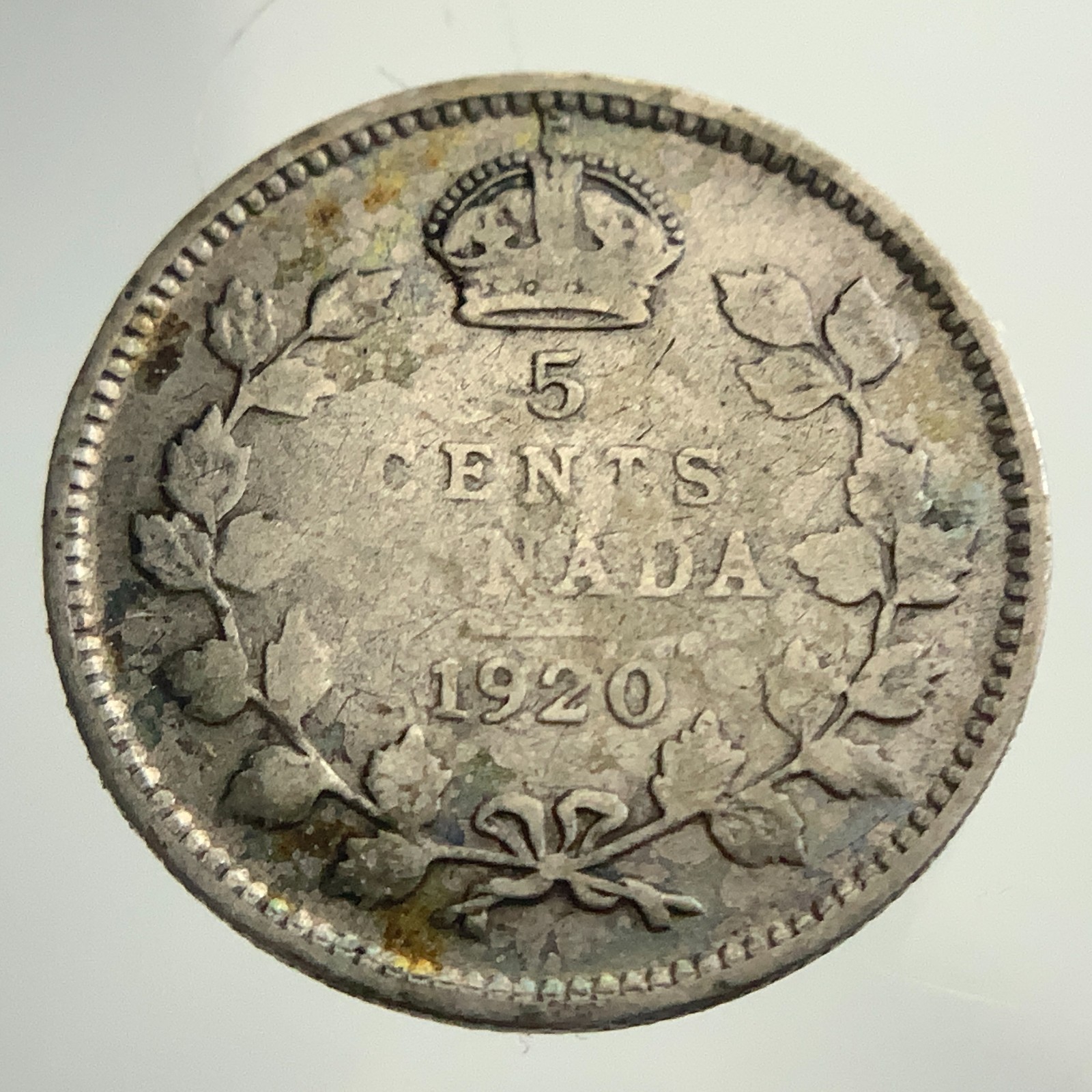 1920 Canada 5 Cents Small Silver KM#22a Circulated Coin KK621