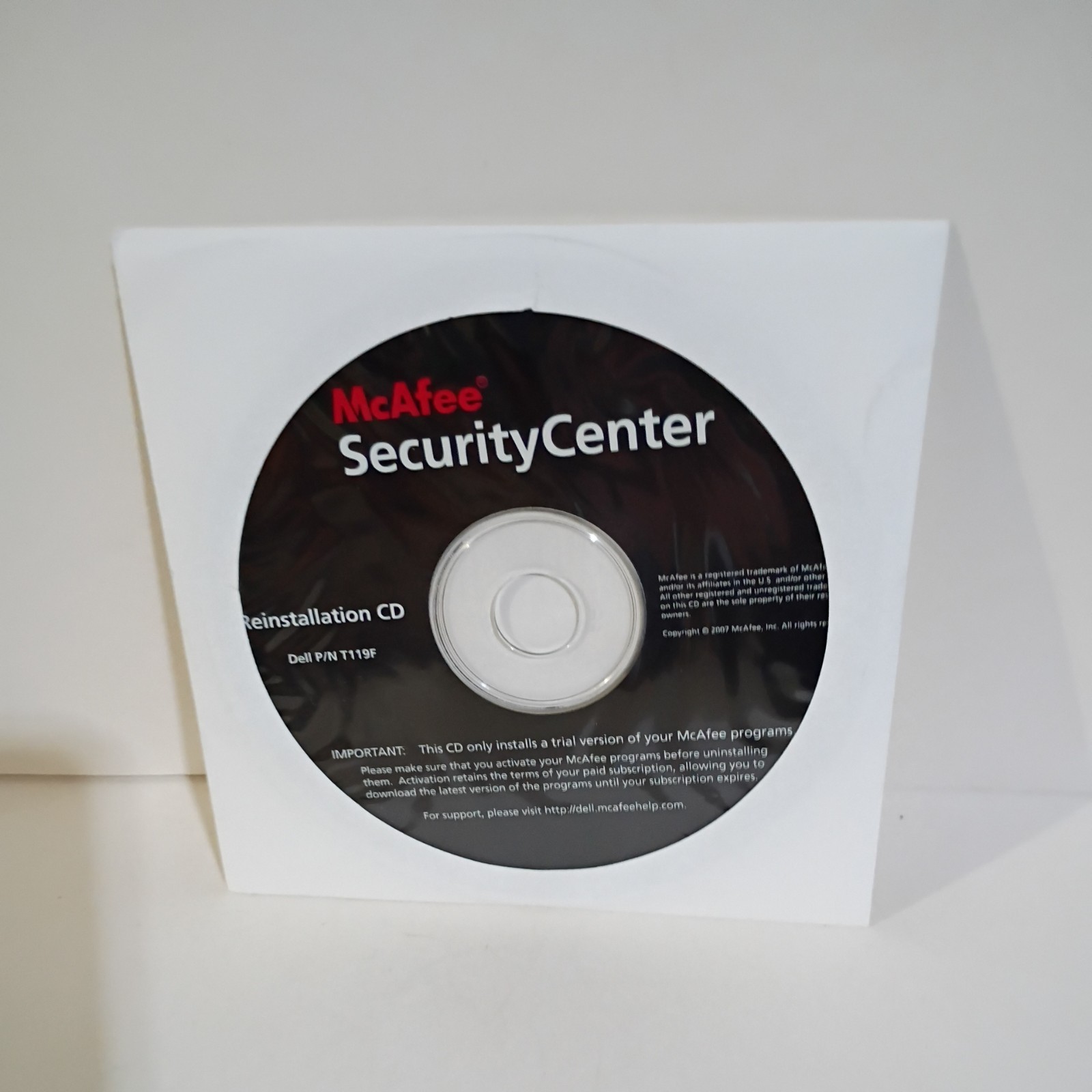McAfee Security Center Reinstallation CD 2007- New Sealed In Package