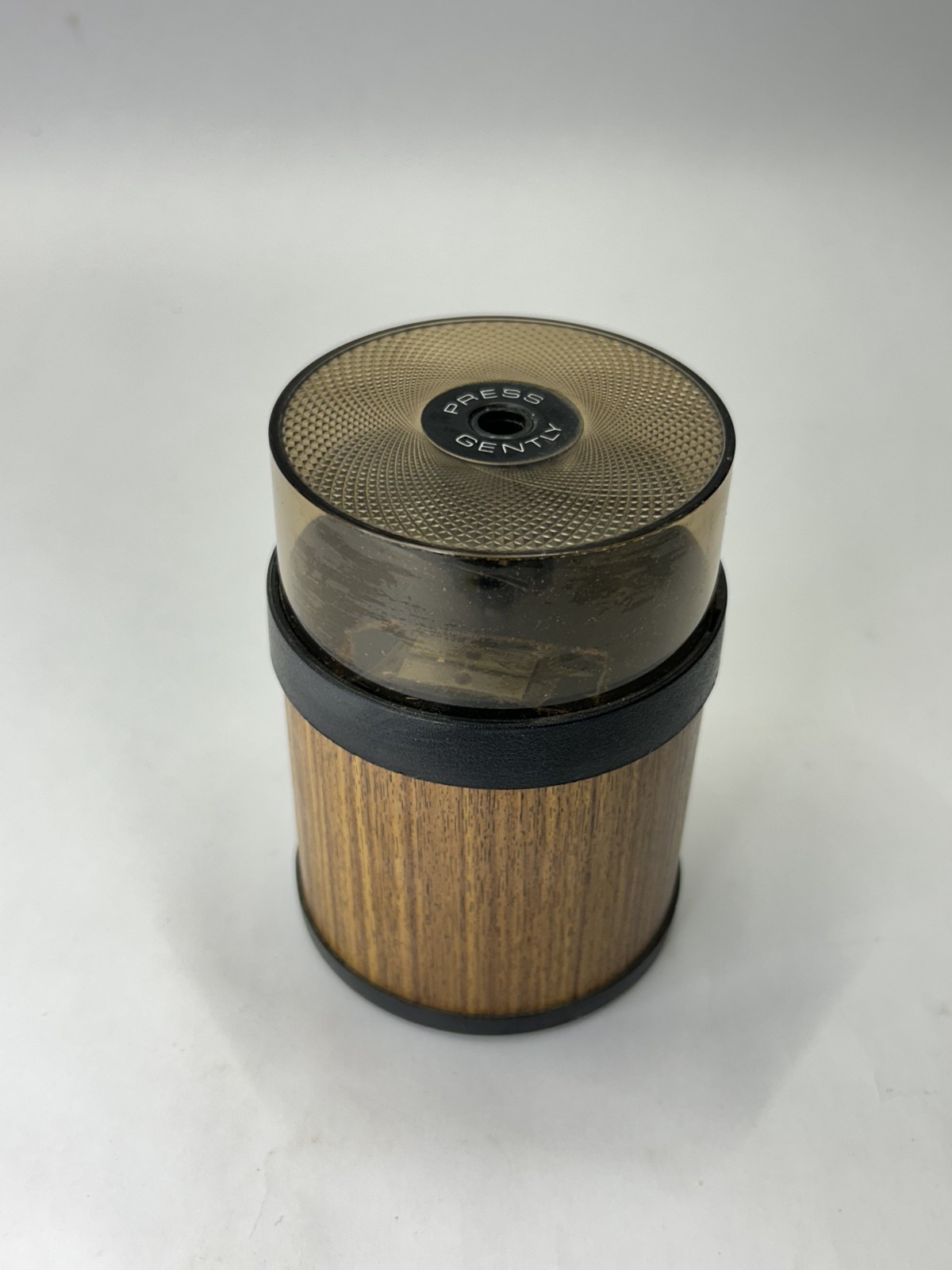 Vintage 1970s MCM Pencil Sharpener Woodgrain - untested