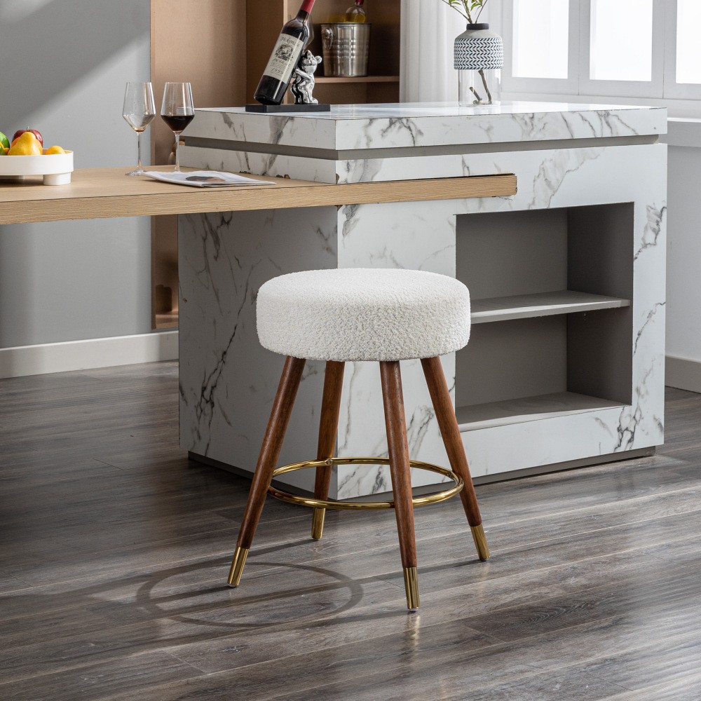 MoMo Boucle Upholstered Counter Height Stool 360 Degree Swivel
