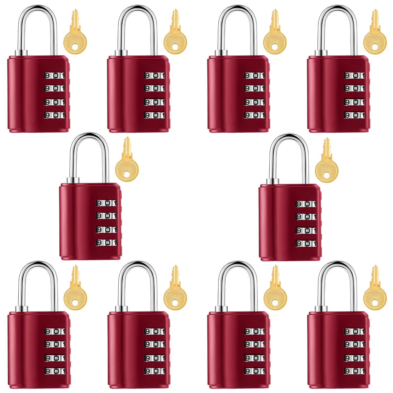 Kenning 10 Pcs Combination Padlock 4 Digit Combination Lock Keys Locker