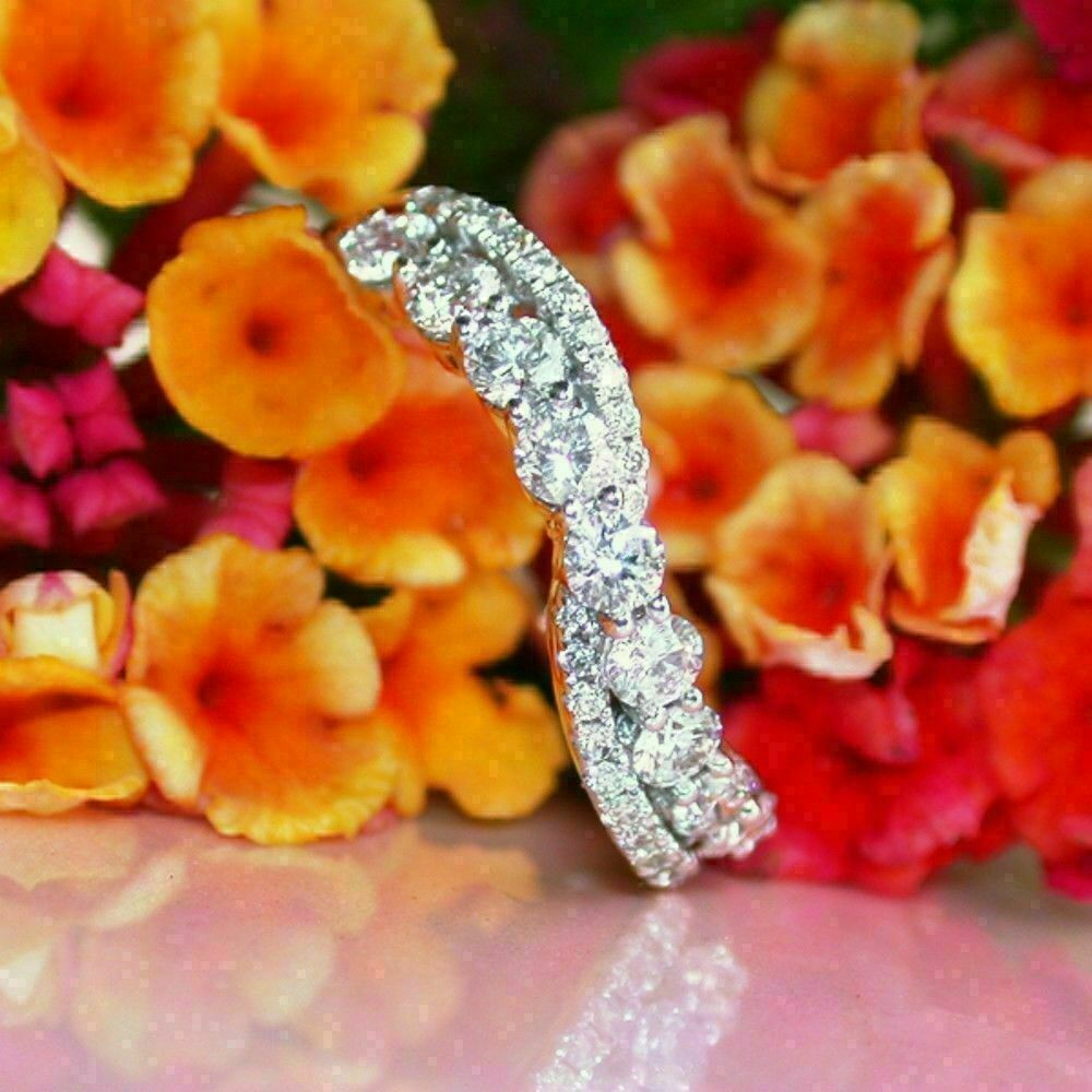 2.19 Ct Moissanite Engagement Traditional Designer Ring 14K White Gold Size 6.5