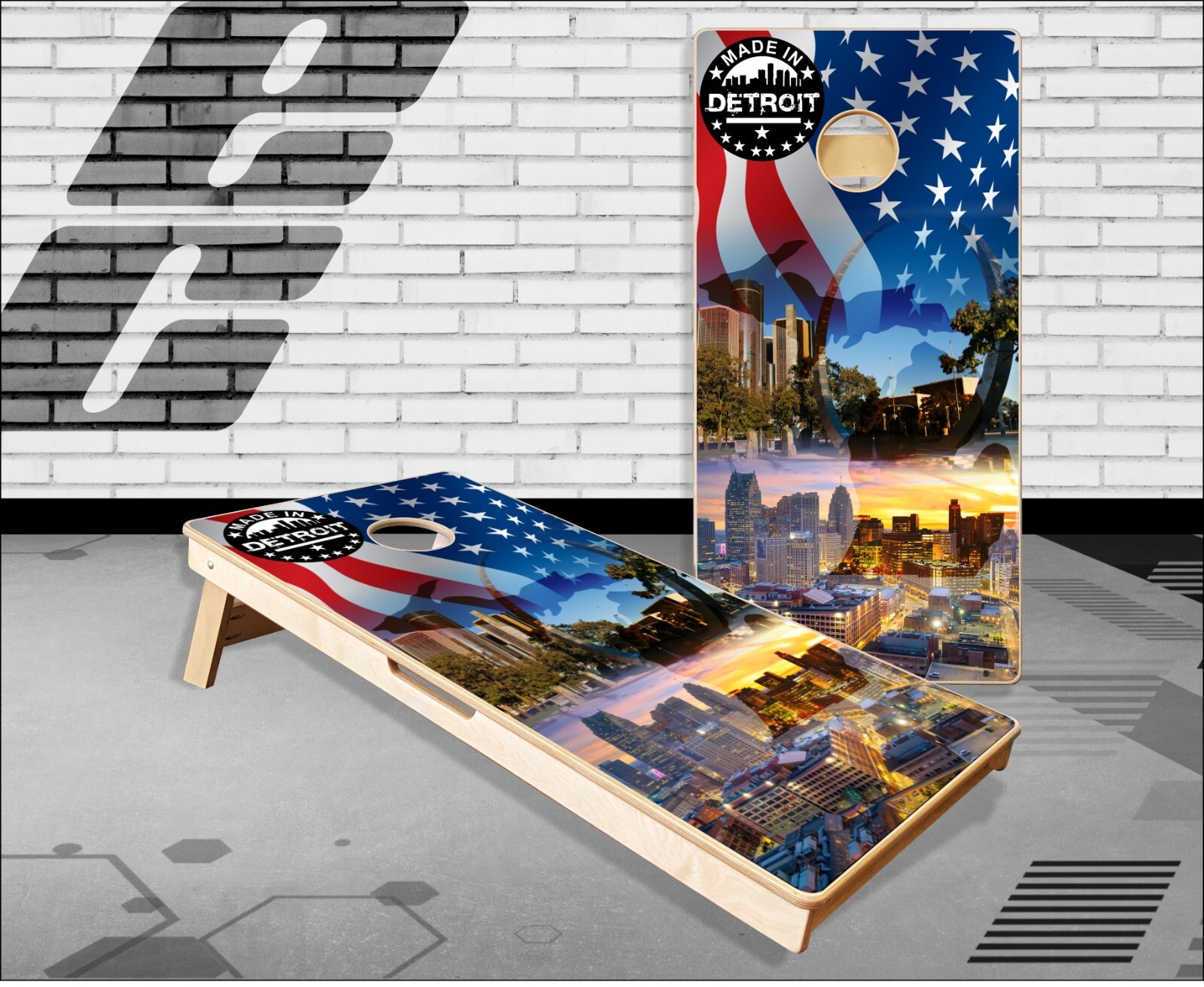 Detroit Michigan Cornhole Boards Bean Bag Toss Game