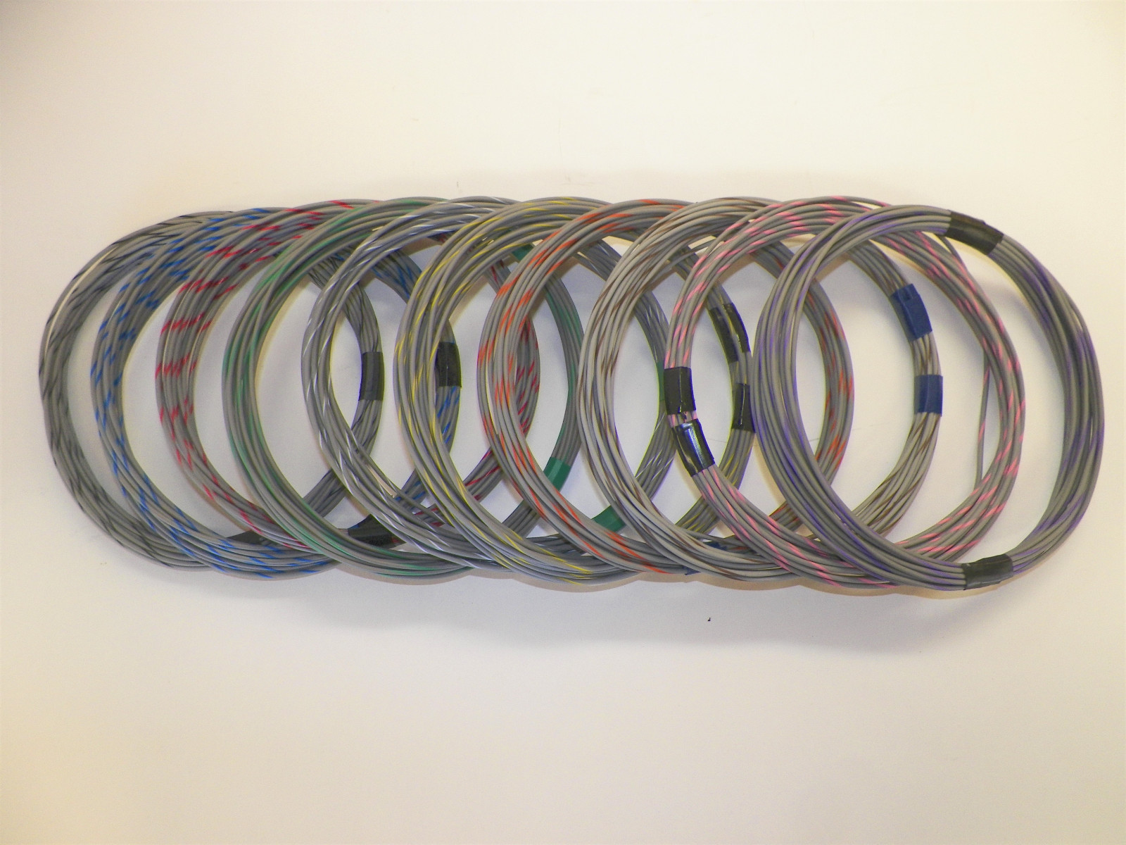 GRAY hi temp automotive 18 gauge GXL wire + 10 STRIPED color wiring options