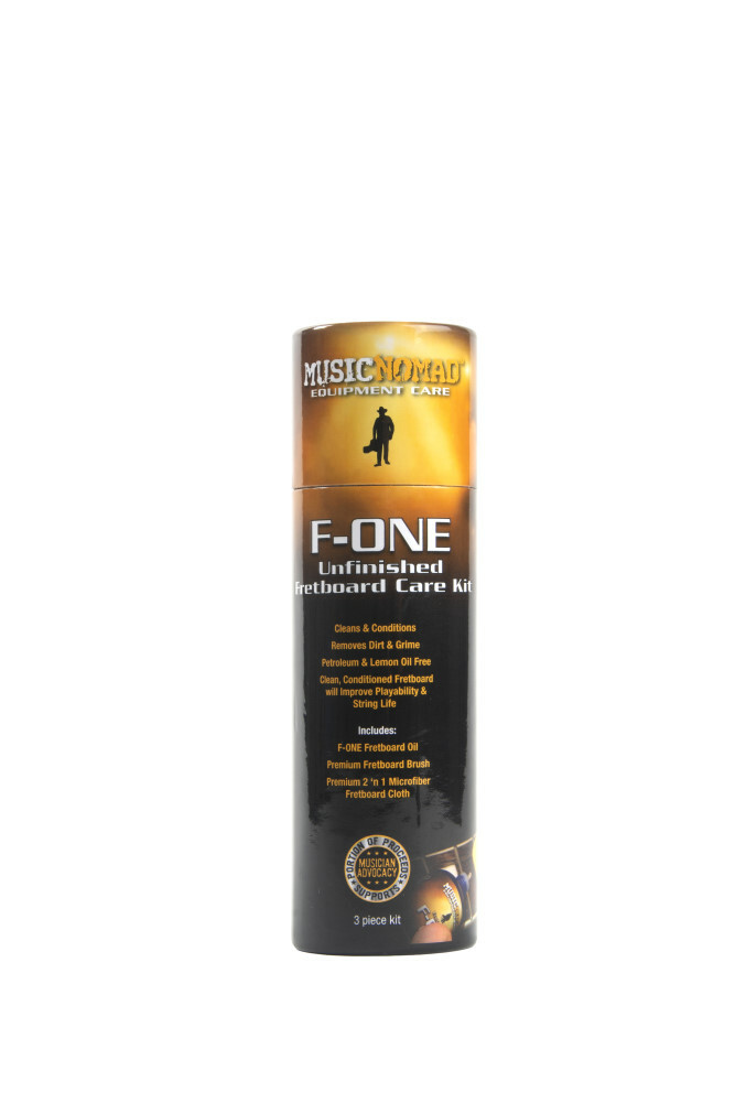 Music Nomad F-One Unfinished Fretboard Care Kit – Oil, Cloth, Brush MN125