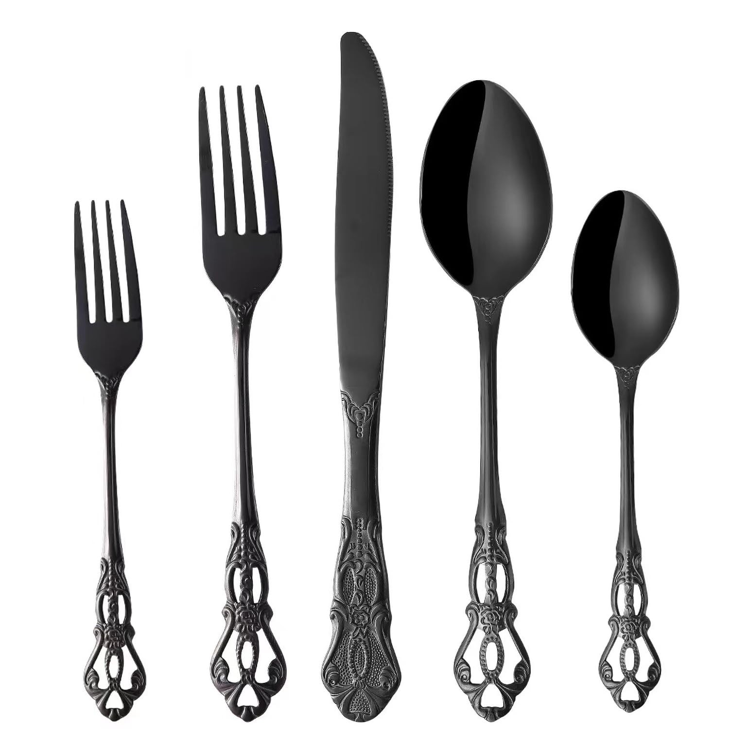 Black Silverware Set For 2 10 Pieces Stainless Steel Flatware Set Cutlery Tablew
