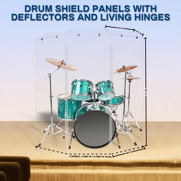 Drum Shield 2ft. x 6 ft. Panels,Clear Acrylic Drum Shield for Drum Cage,Drum Kit