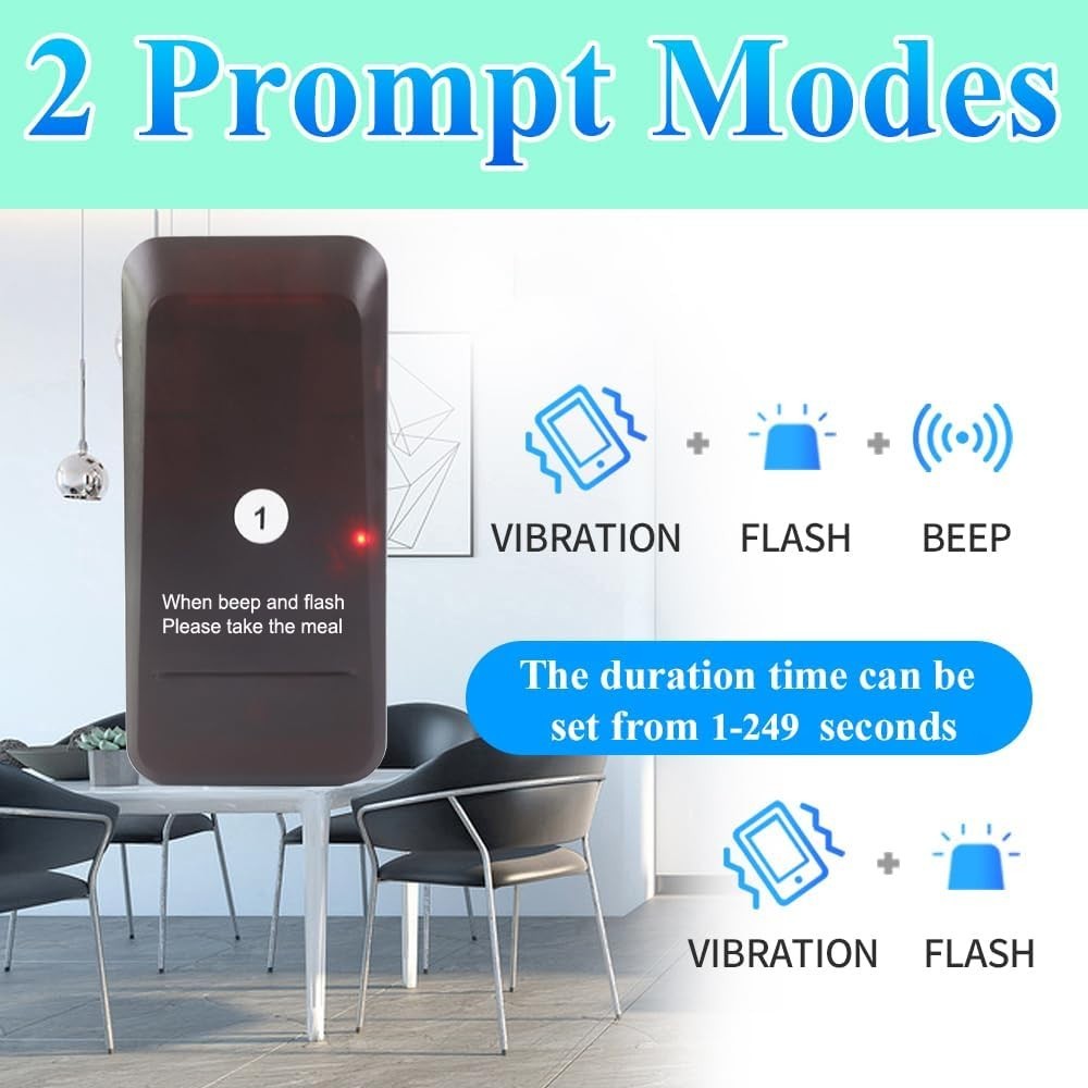 Restaurant Wireless Paging System with Long Range 984 Feet & Rechargeable Pagers