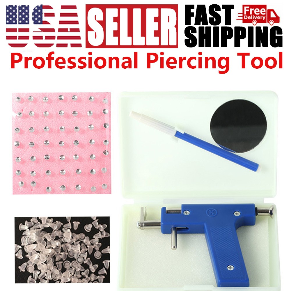 Kit Lip Tongue Ear Nose Navel Jewelry with 98 Studs Professional Piercing Tool