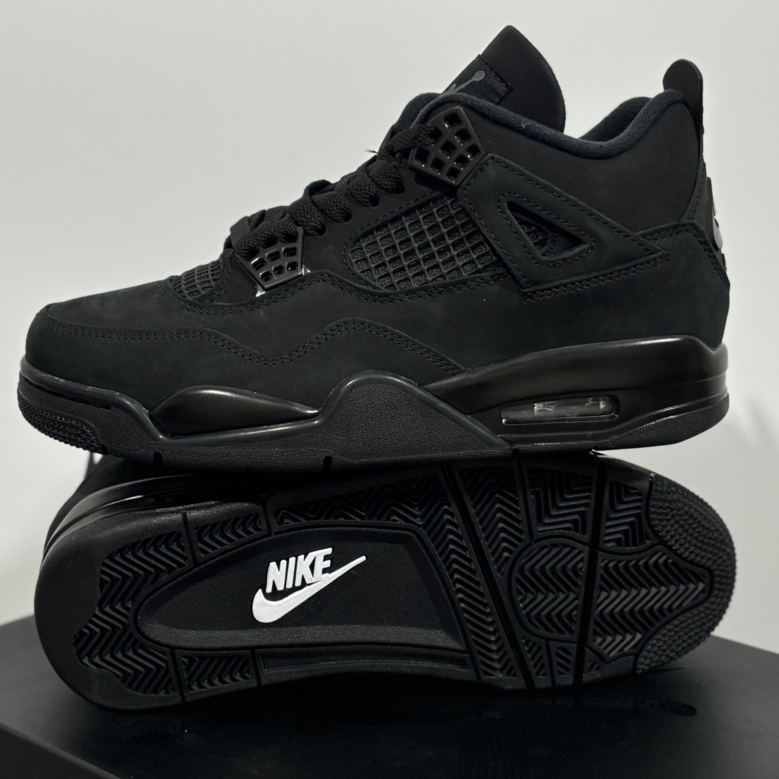 2025 Jordan 4 Retro “Black Cat”Men's Black Basketball Shoes Mid-Top
