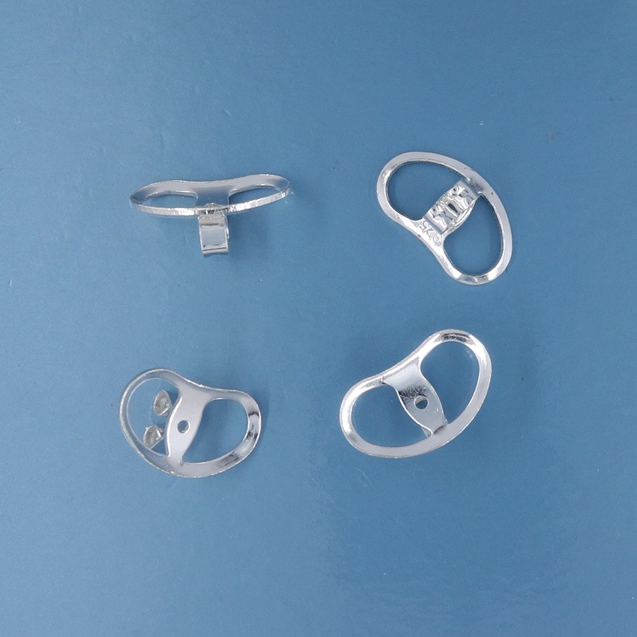 4 Sterling Silver Wide Ear Backs / Earring Clutches Nuts 13.5mm x 8 mm #33516