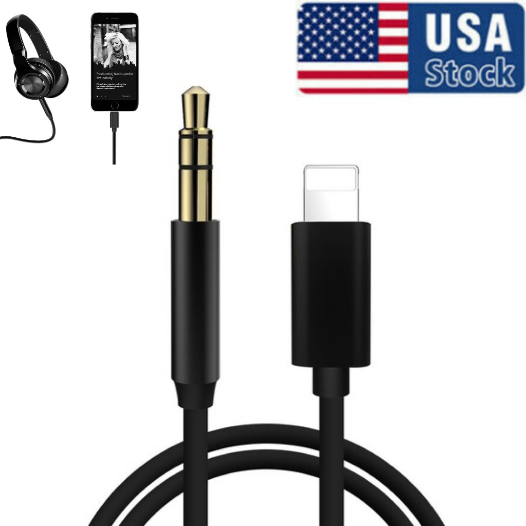 IPhone14 13 12 11 7 8 X XR Pro Max 8 Pin to 3.5mm AUX Audio Car Adapter Cord Lot