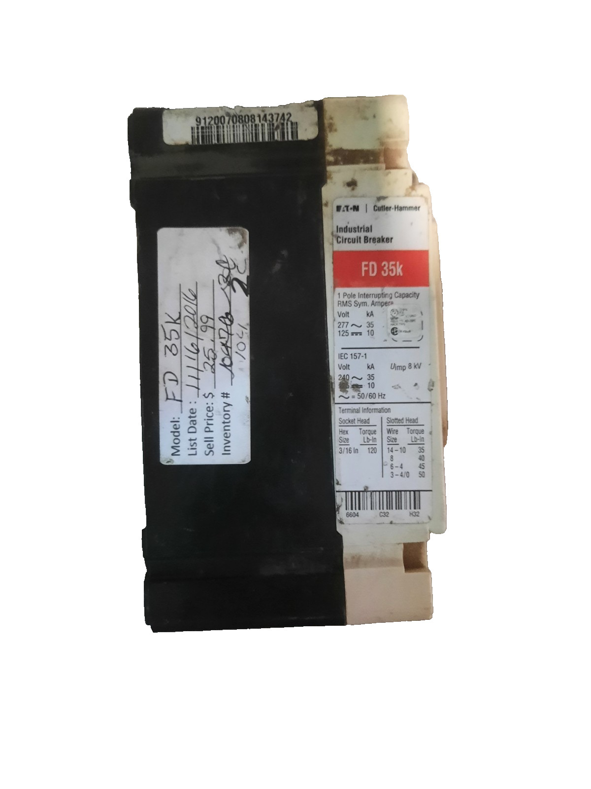EATON Cutler-Hammer Industrial Circuit Breaker 6629C90G05 FD35K (AB 1659) 2C