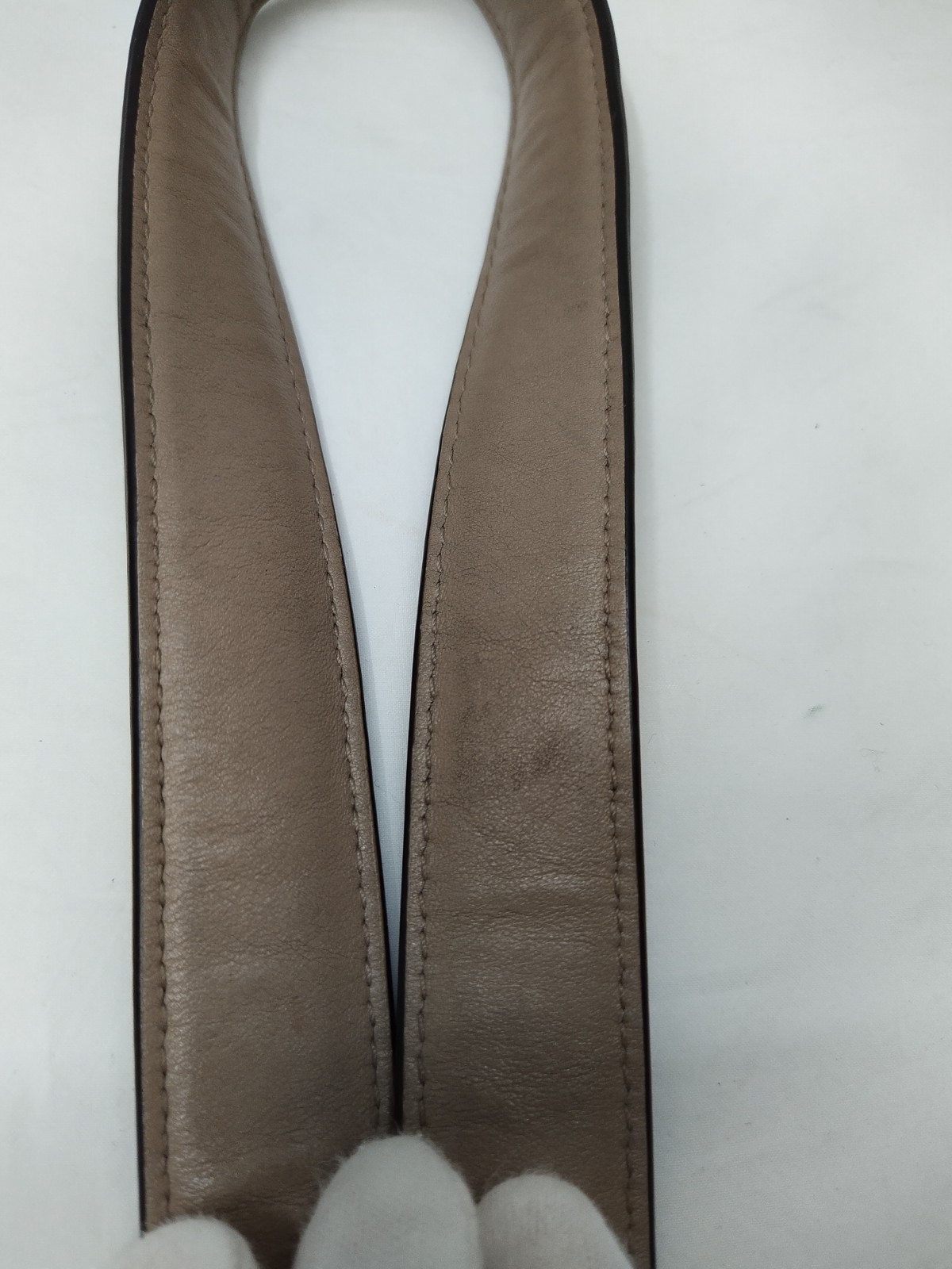 Gray Leather Replacement Strap W/ Godltone Push Gate Hook