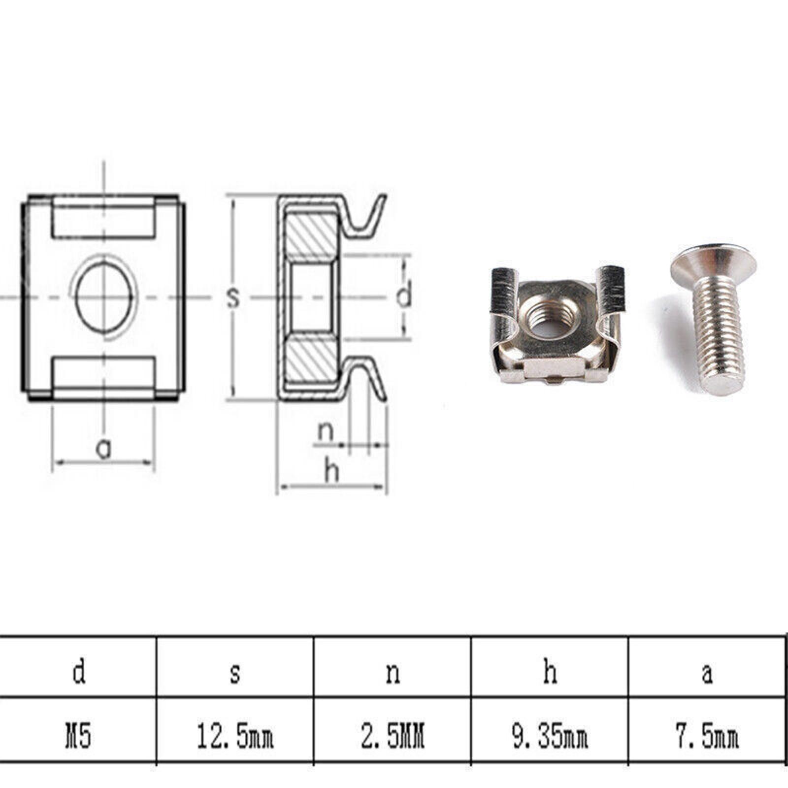 10pcs M5 Mounting Screws& Cage Nuts For Server Network AV Rackmount Equipment F