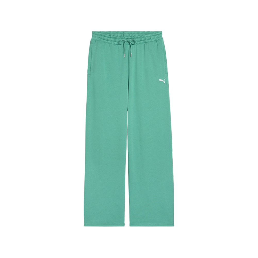 PUMA Wardrobe Essentials Wide Sweatpants Mens Green Casual Athletic Bottoms 6343
