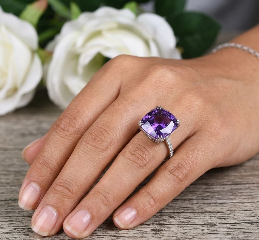 13.00 CT Certified Purple Diamond Ring, Tariffs FREE & Matching Studs .