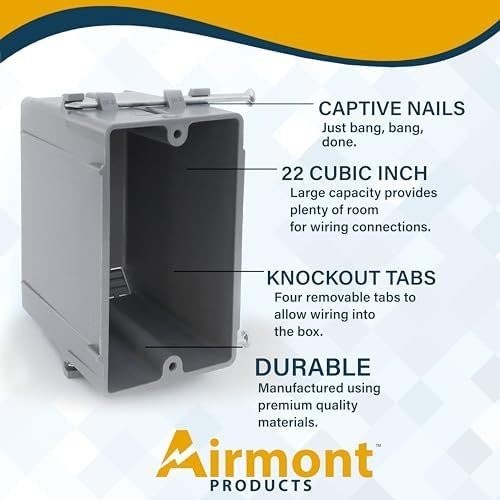 (16 Pack) 22 Cubic Inch Plastic Electrical Box, Grey Deep Outlet Box