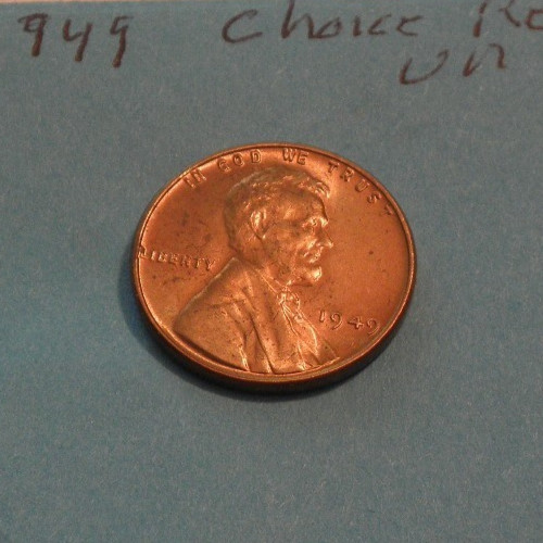 1949  BRILLIANT  RED  UNCIRCULATED  SHARP DETAILS  WHEAT CENT  1