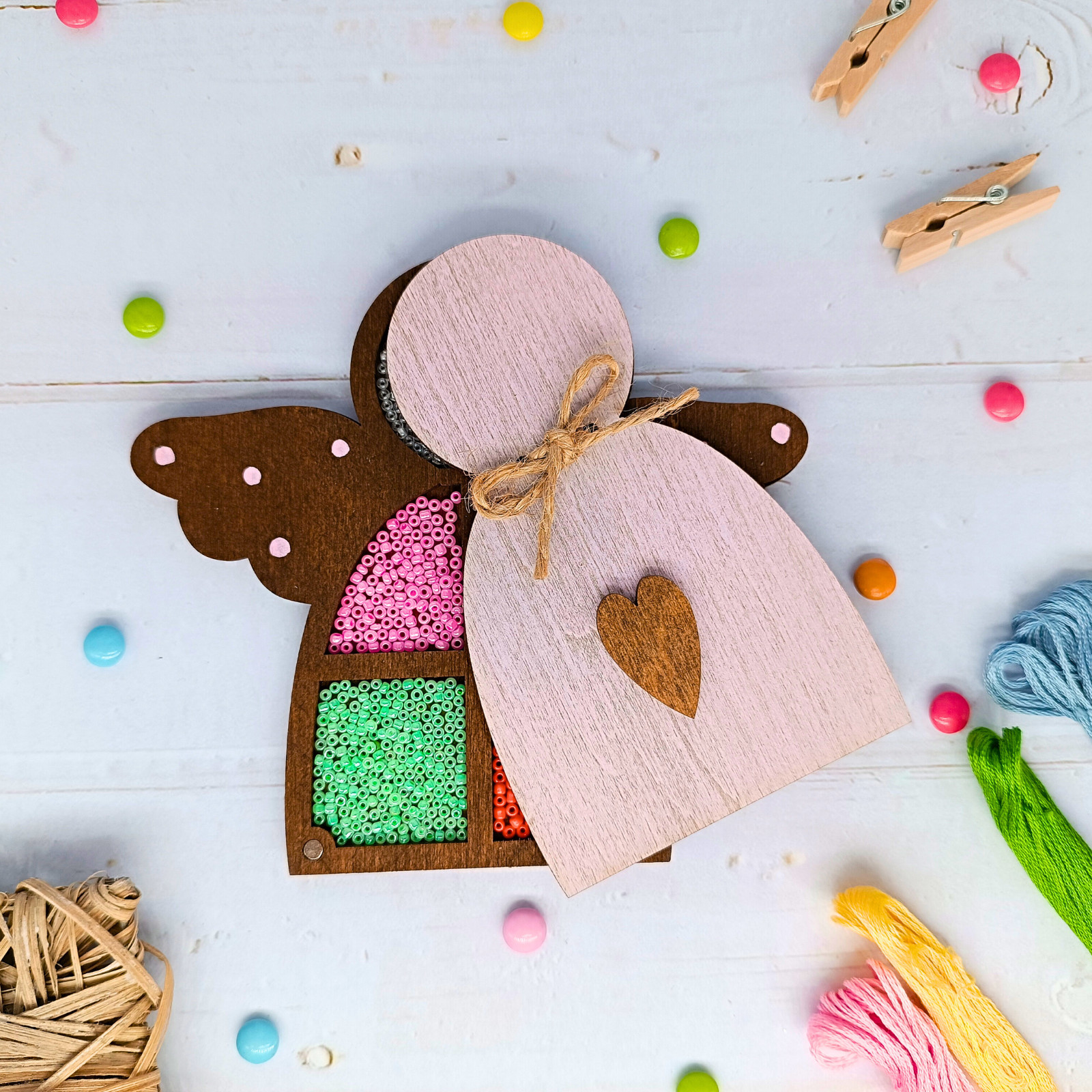 Wooden Bead Organizer with cover– Keep Your Crafting Neat and Tidy Angel