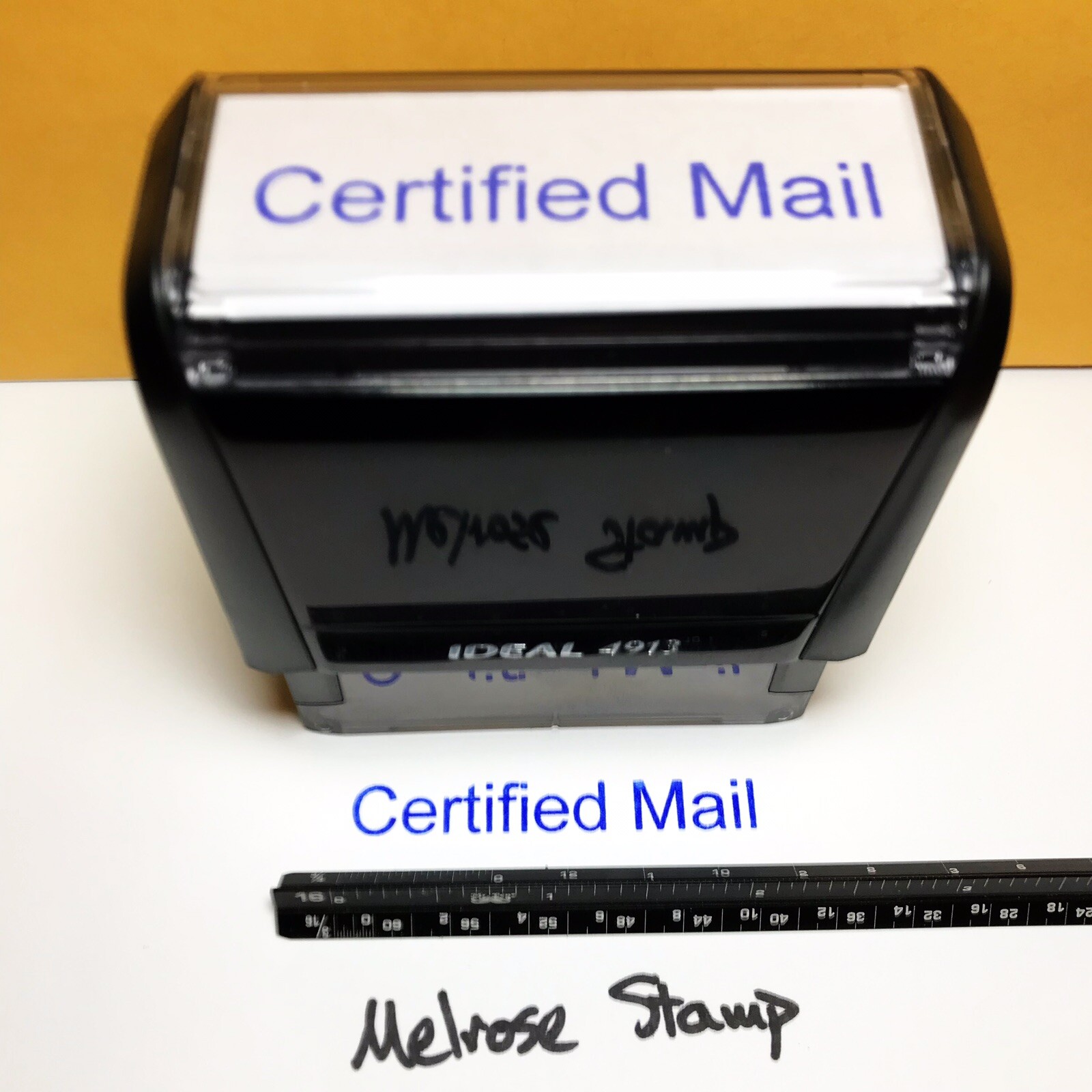 Certified Mail Rubber Stamp Blue Ink Self Inking Ideal 4913