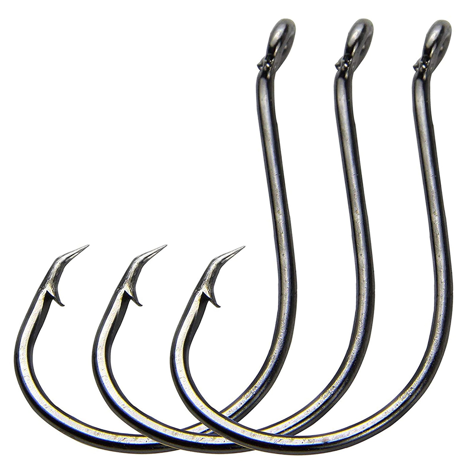 Offset Circle Hooks Octopus Saltwater Fishing Size 2/0 - 100pcs, Black