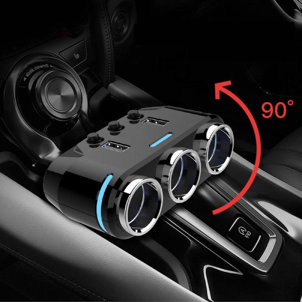 12V-24V Power Adapter Cigarette Lighter Socket Splitter Dual USB Car Charger E