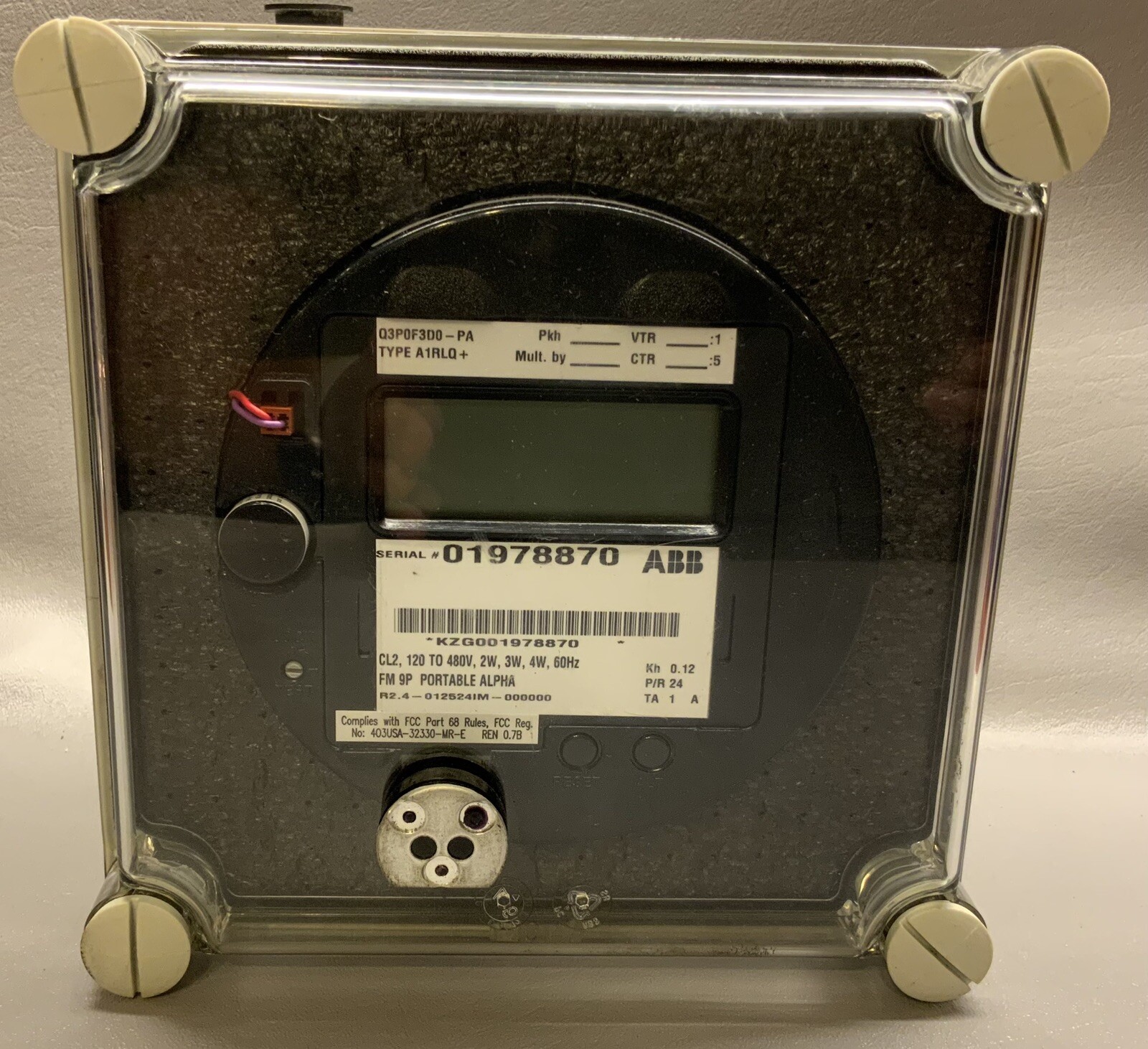 ABB 3 PH/4W-Portable Alpha A1RLQ+ Electricity Meter in Custom NEMA 3R Case-Parts