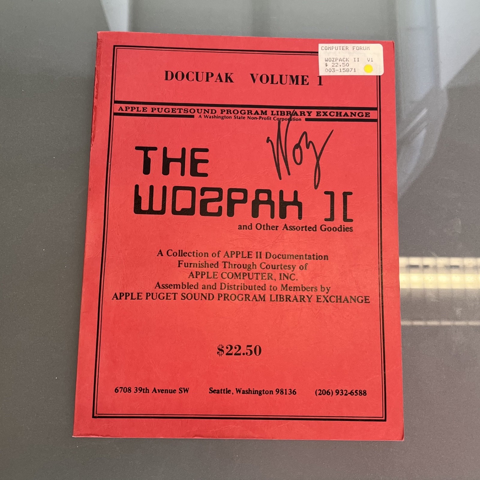 Original Apple II Wozpak signed by Steve Wozniak