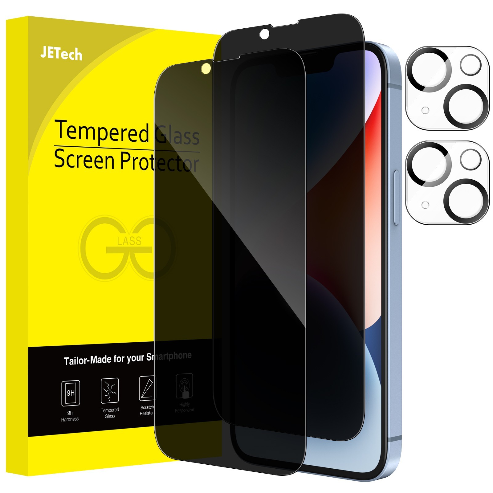 Privacy Full Coverage Screen Protector for iPhone 14 with Camera Lens Protector