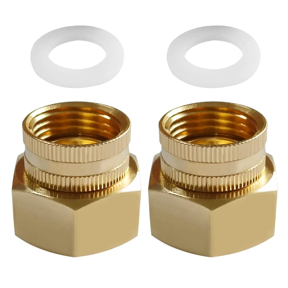 Uenede 2PCS Brass Garden Hose Reducer 3/4"NPT Female - 3/4"GHT Female,