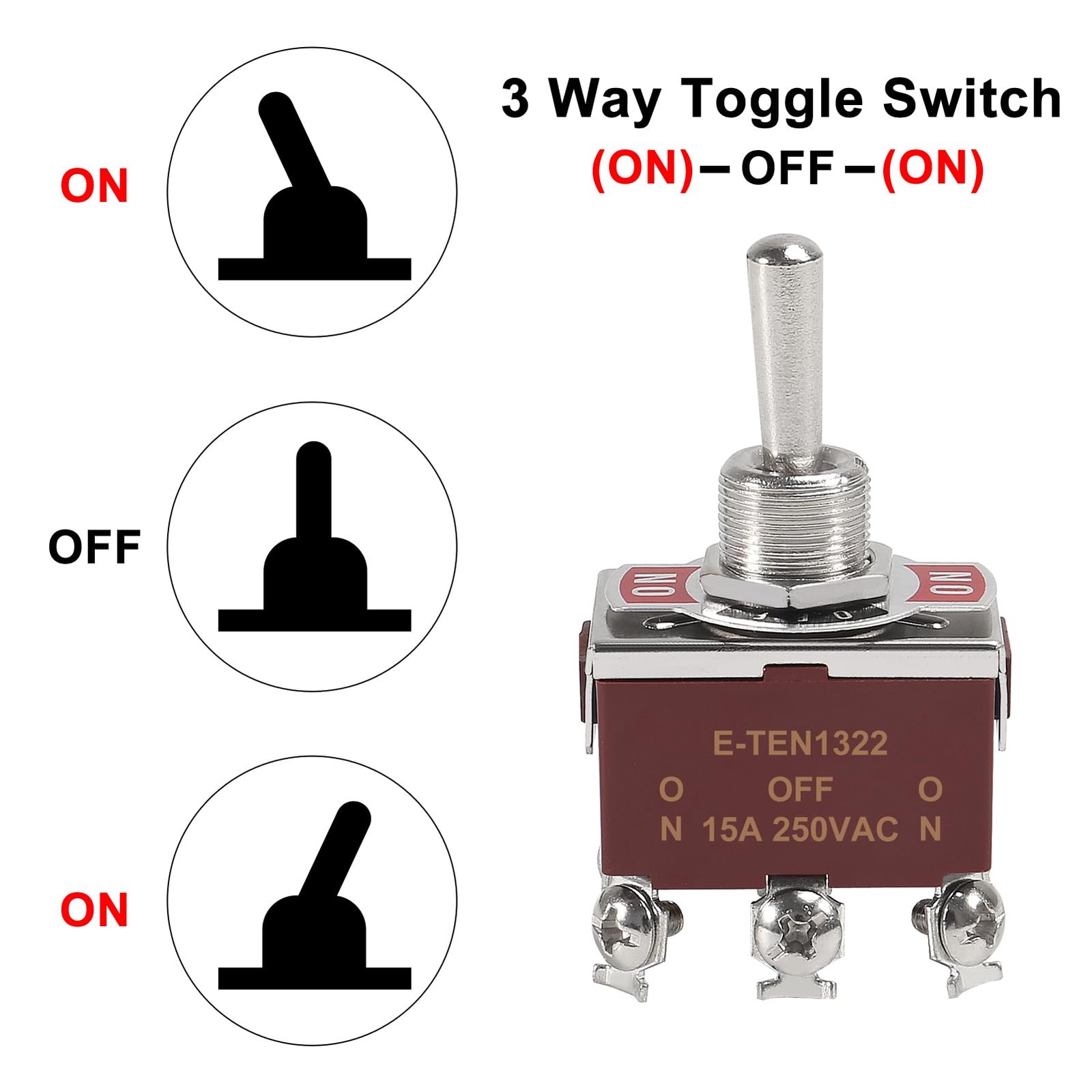 4PCS DPDT Toggle Switch 12V 30A 6 Pin Momentary ON Off ON with Waterproof Cap