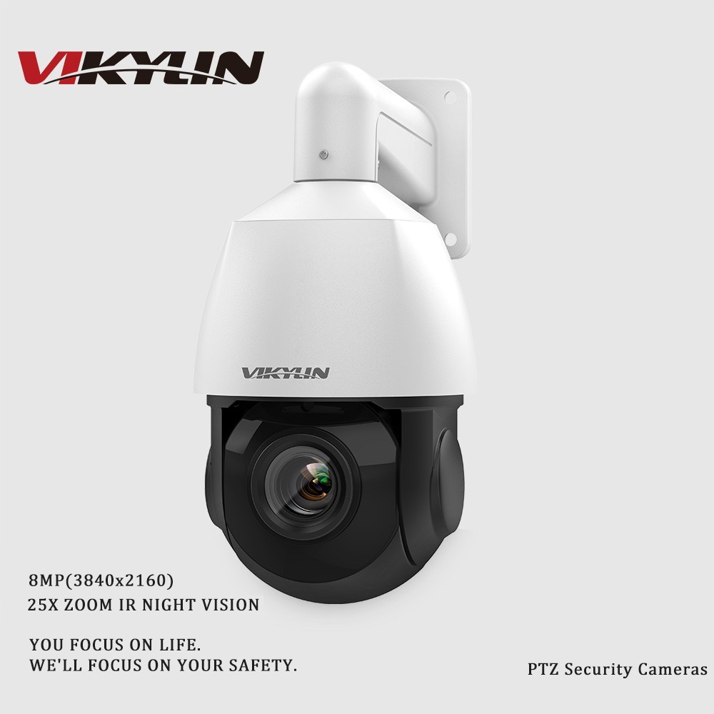 VIKYLIN 8MP 4K PTZ 25X Zoom IR POE IP Camera Two-Way Audio Humen Auto Tracking
