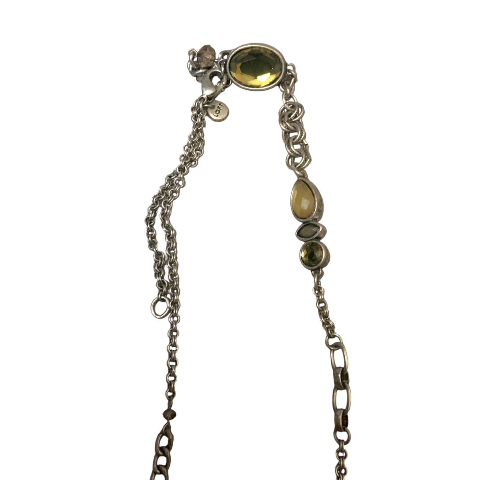 LOFT Silvertone Gray Bead Scoop Chain Necklace