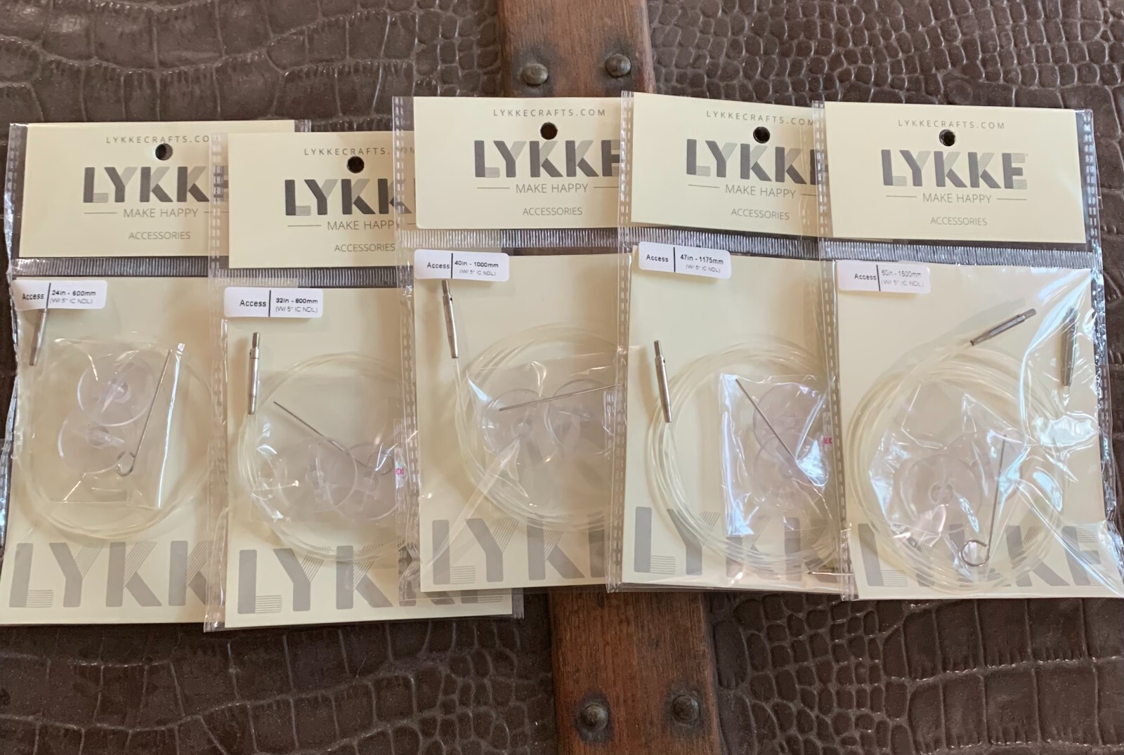 Lykke Interchangeable Needle Cables for 5" tips, Multiple Colors, Spin Style