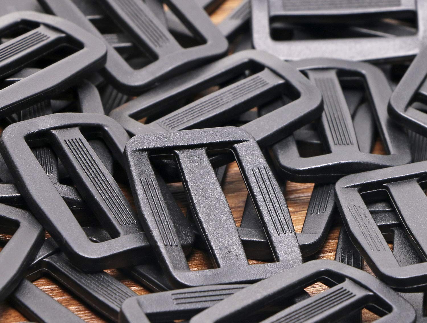 50PCS Black Plastic Tri-glide Slides Button Bulk Adjustable Webbing Triglides...