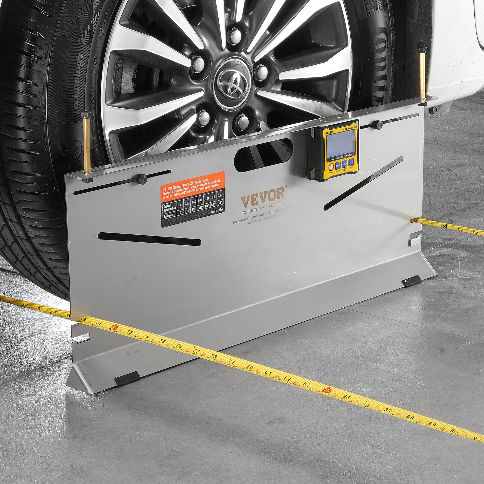 VEVOR Wheel Alignment Tool Camber/Caster/Toe Gauge Toe Plates Measuring Tapes